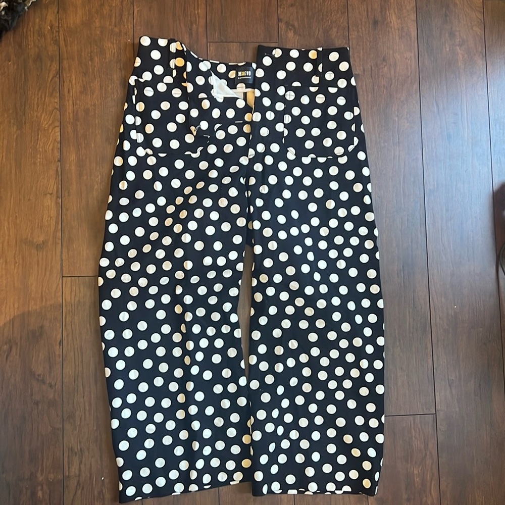 Maeve Colette pants from Anthropologie. Size 34 black with white polka dots.